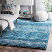 Handcrafted Sky Blue Ombre Shaggy Carpet
