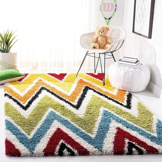 Handcrafted Zig Zag Shaggy Carpet