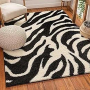 Handcrafted Zebra Shaggy Carpet