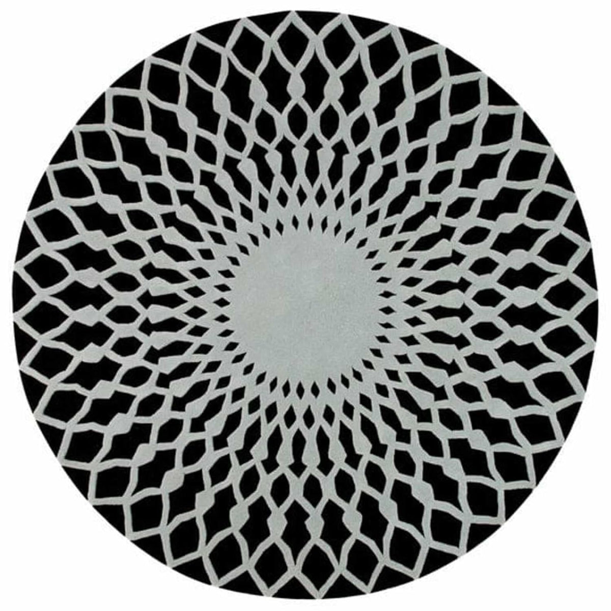 Black & White Hand Tufted Round Plush New Zealand Wool Rug
