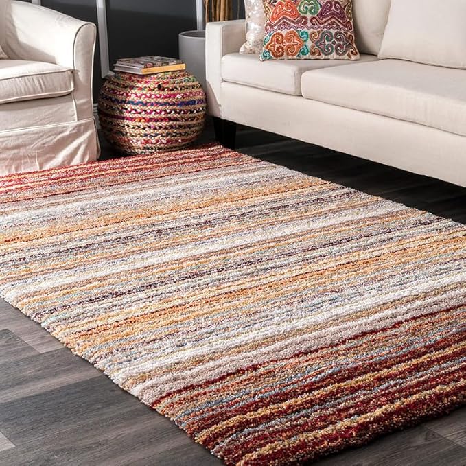Handcrafted Maroon Ombre Shaggy Carpet