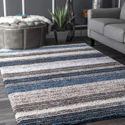 Handcrafted Blue Ombre Shaggy Carpet