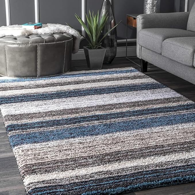 Handcrafted Blue Ombre Shaggy Carpet