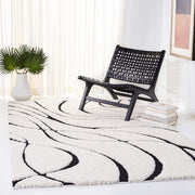 Handcrafted White & Black Shaggy Carpet