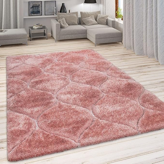 Handcrafted Baby Pink Moroccan Shaggy Carpet
