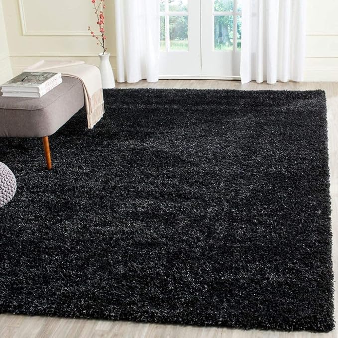 Handcrafted Black Shaggy Carpet