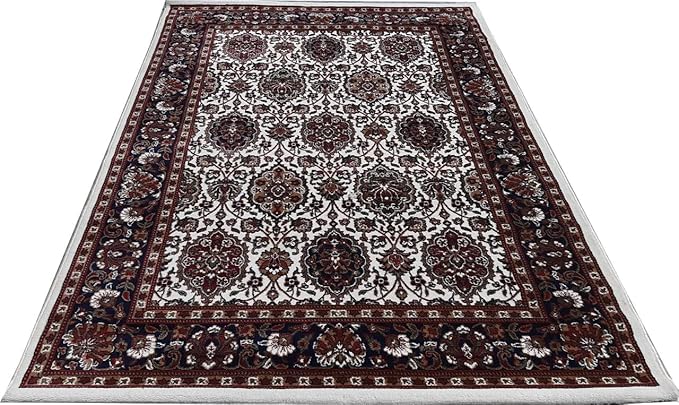 White Persian Wool Traditional Anti Skid Heavy Carpet