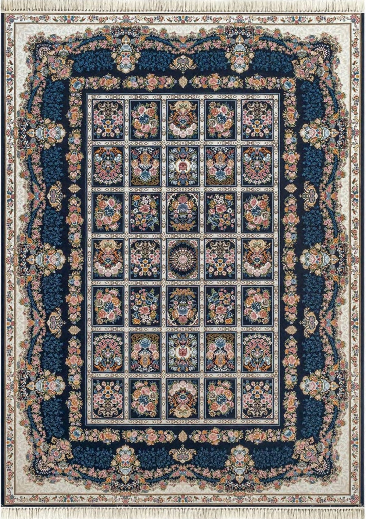Aliyah Iranian Imported Navy Blue Rug