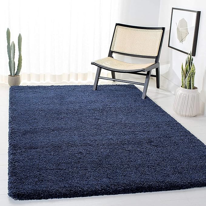 Handcrafted Blue Shaggy Carpet