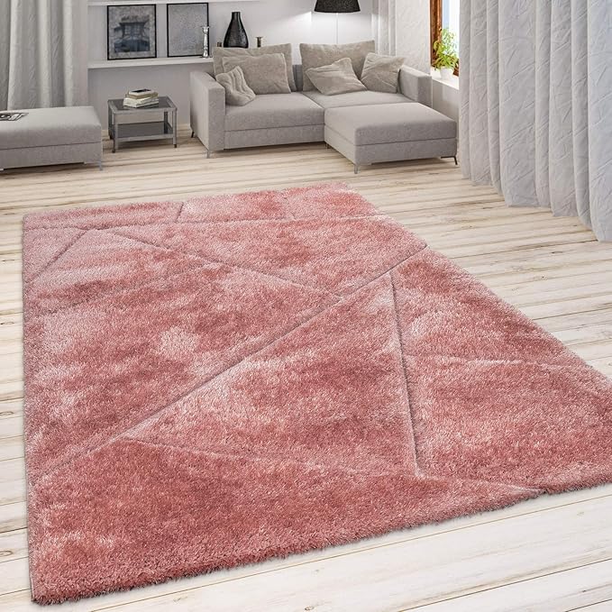Handcrafted Pink Diamond Shaggy Carpet
