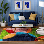 Handcrafted Multi Coloured Circles Shaggy Carpet
