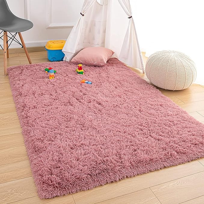 Handcrafted Pink Shaggy Carpet