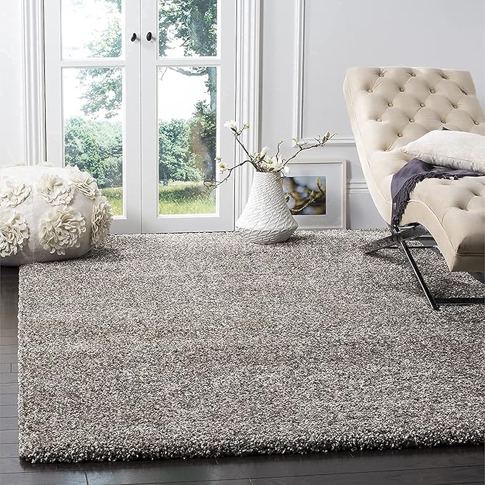 Handcrafted Light Grey Shaggy Carpet
