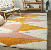 Handcrafted Orange Multi Coloured Shaggy Carpet