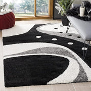 Handcrafted Black & Grey Milky Way Shaggy Carpet