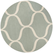 Cream & Green Hand Tufted Round Plush New Zealand Wool Rug