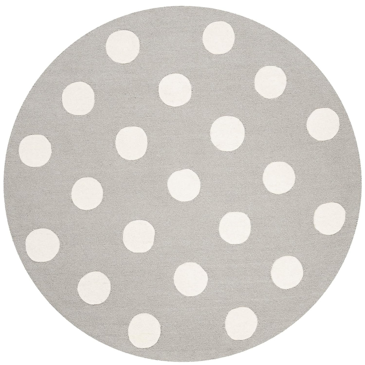 White & Grey Hand Tufted Round Plush New Zealand Wool Rug