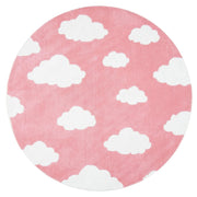 Pink & White Hand Tufted Round Plush New Zealand Wool Rug
