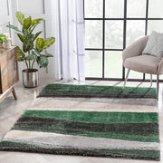 Handcrafted Green & Charcoal Shaggy Carpet
