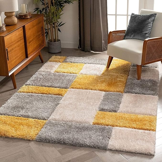 Handcrafted Multicolour Geometric Shaggy Carpet