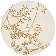 Cream & Gold Hand Tufted Round Plush New Zealand Wool Rug