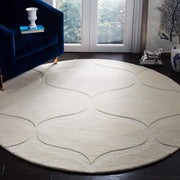 Cream Hand Tufted Round Plush New Zealand Wool Rug