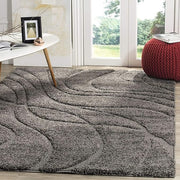 Handcrafted Grey Swirl Shaggy Carpet