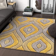 Handcrafted Yellow & Grey Shaggy Carpet