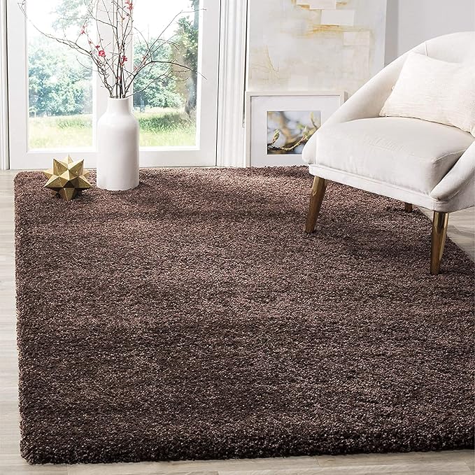 Handcrafted Coffee Brown Shaggy Carpet