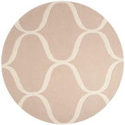 Beige Hand Tufted Round Plush New Zealand Wool Rug