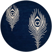 Blue Feather Hand Tufted Round Plush New Zealand Wool Rug