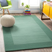 Hand Tufted Sea Green Geometric Wool Carpet