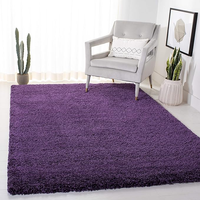 Handcrafted Purple Shaggy Carpet