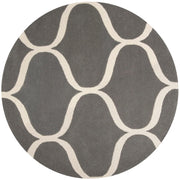 Cream & Grey Hand Tufted Round Plush New Zealand Wool Rug