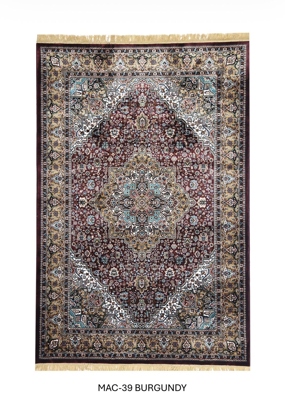 Burgundy & Gold Persian Silk Carpet
