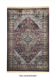 Burgundy & Gold Persian Silk Carpet