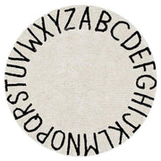 Alphabets Woolen Beige Hand Tufted Soft Plush Pile Carpet