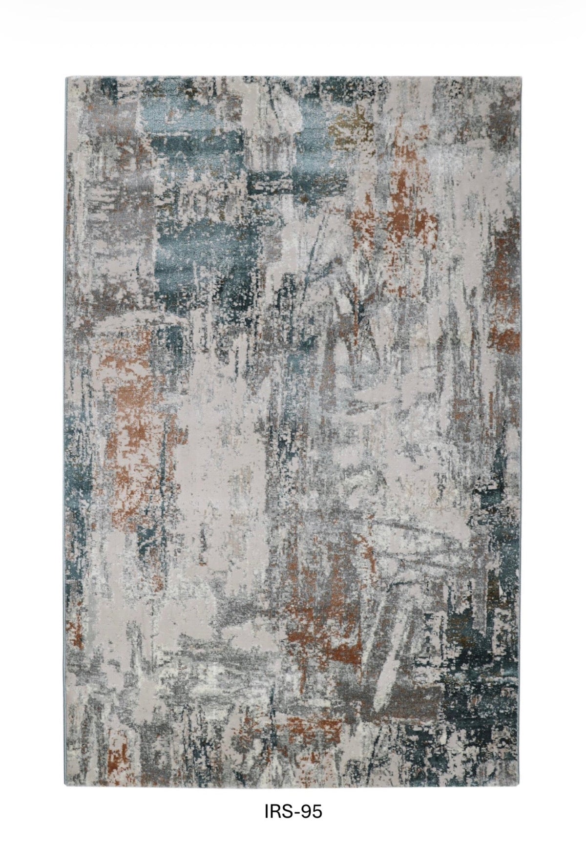 Slate Blue & Grey Abstract Viscose Area Rug with Anti-Skid Backing
