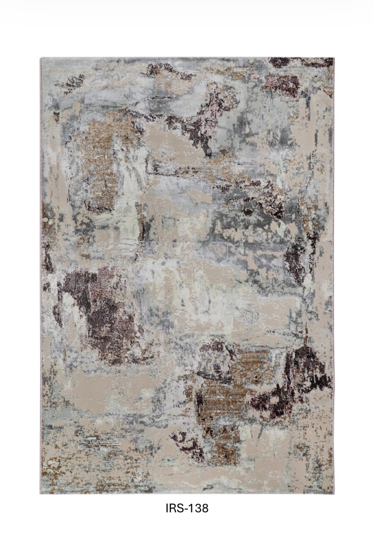 Beige & Grey Abstract Viscose Area Rug with Anti-Skid Backing