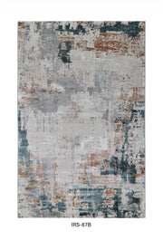Silver & Blue Abstract Viscose Area Rug with Anti-Skid Backing