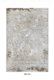 Beige & White Abstract Viscose Area Rug with Anti-Skid Backing