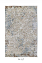 Beige & Blue Abstract Viscose Area Rug with Anti-Skid Backing