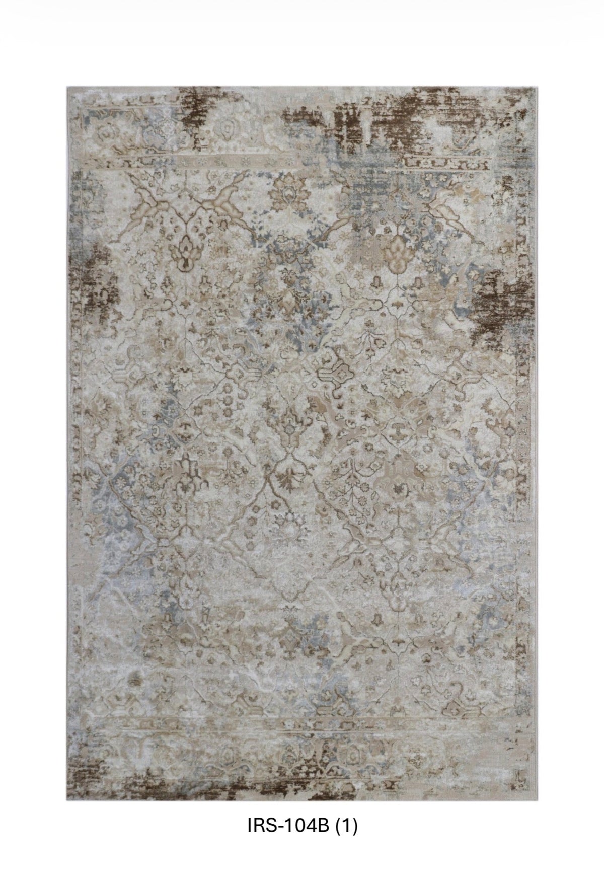 Beige & Brown Abstract Viscose Area Rug with Anti-Skid Backing