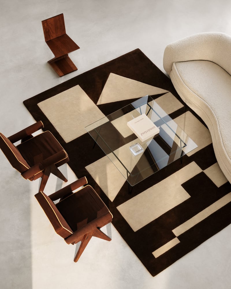 Brown & Ivory Frings New Zealand Wool Hand Tufted Rug