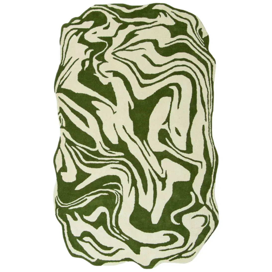 Olive Green Tornado Irregular New Zealand Rug
