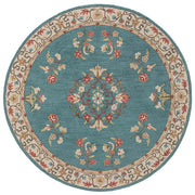 Abuson Blue Traditional Handtufted Woollen Round Rug