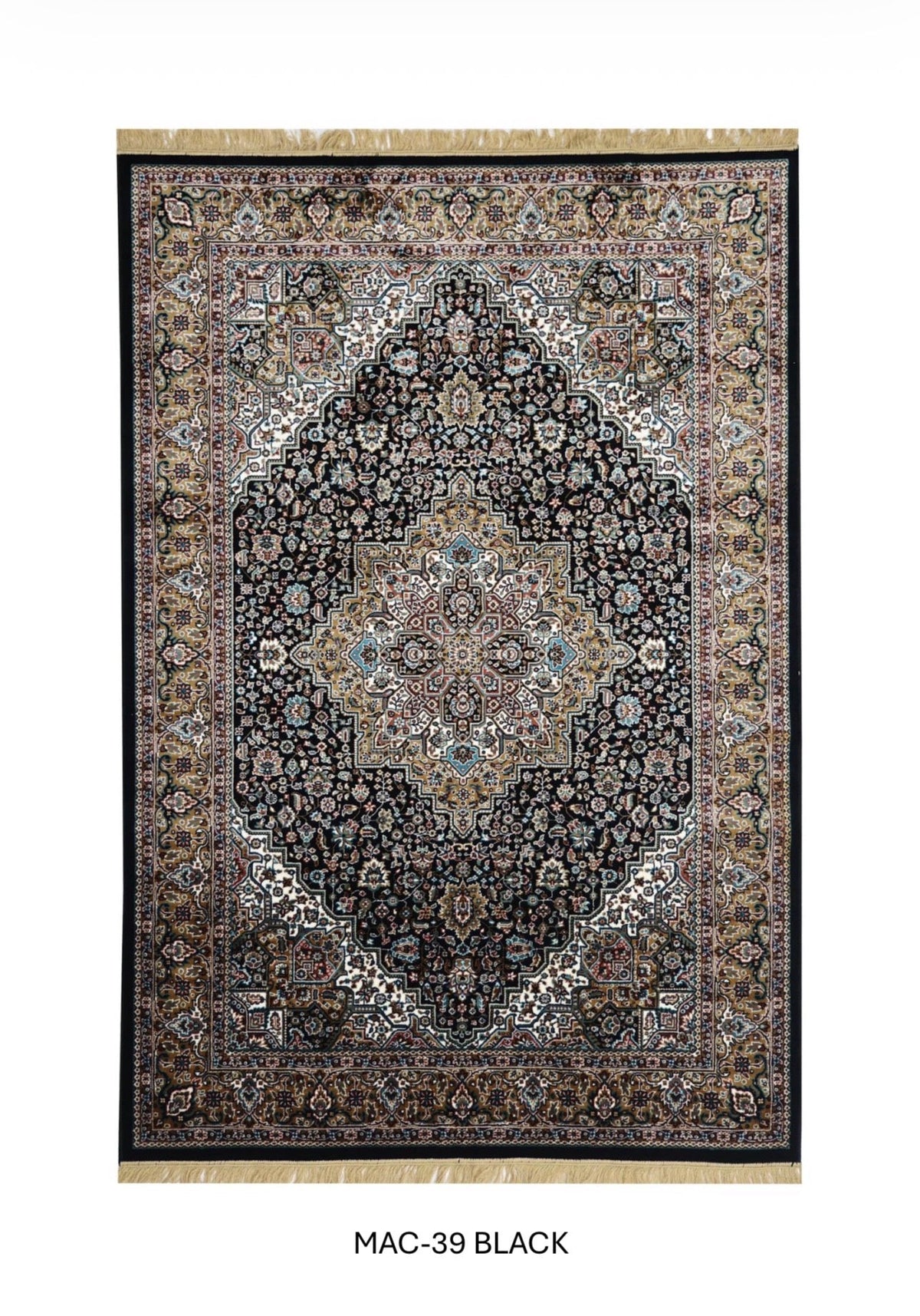 Black & Gold Persian Silk Carpet