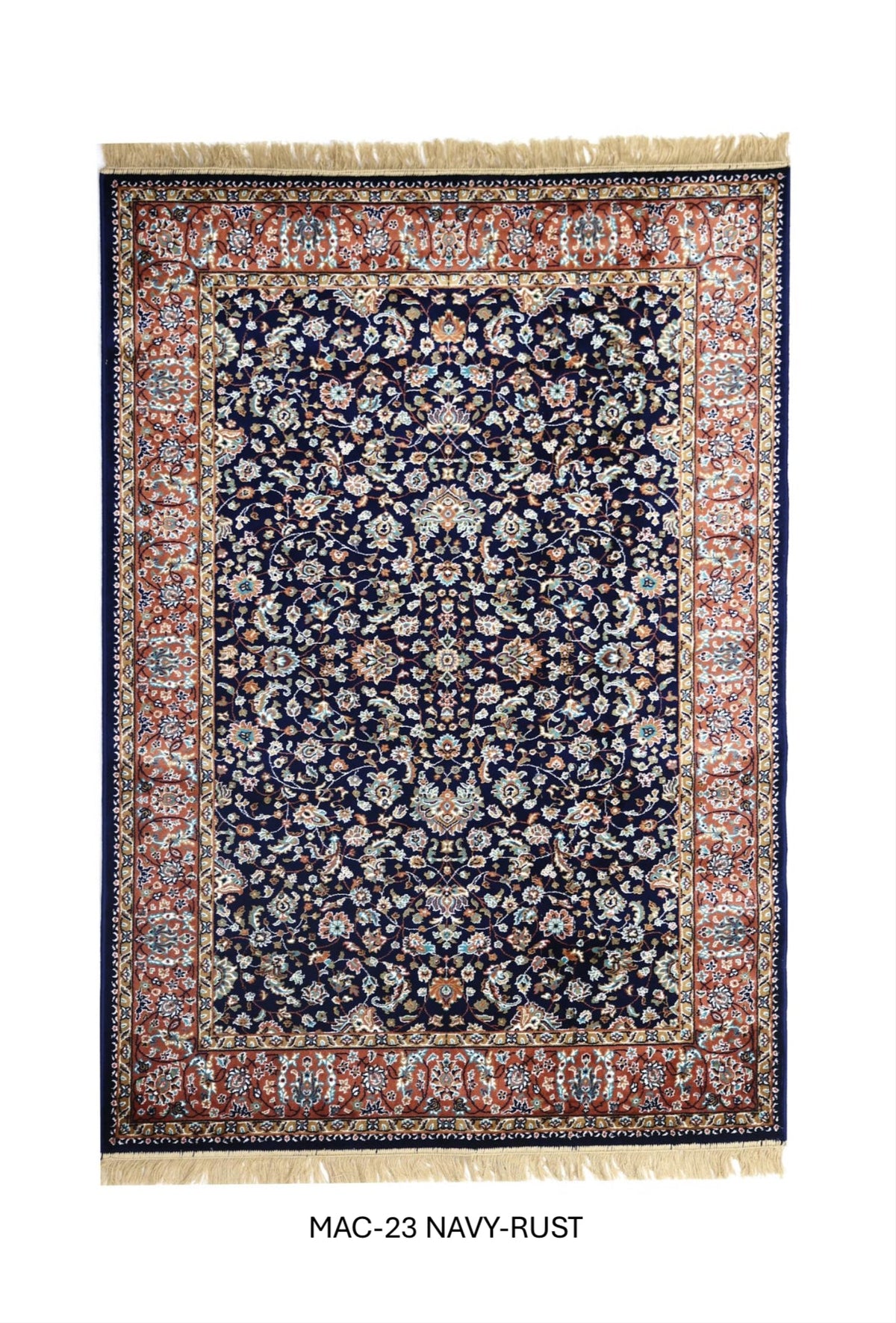 Navy Blue Persian Silk Carpet