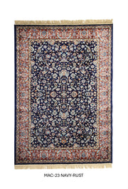 Navy Blue Persian Silk Carpet