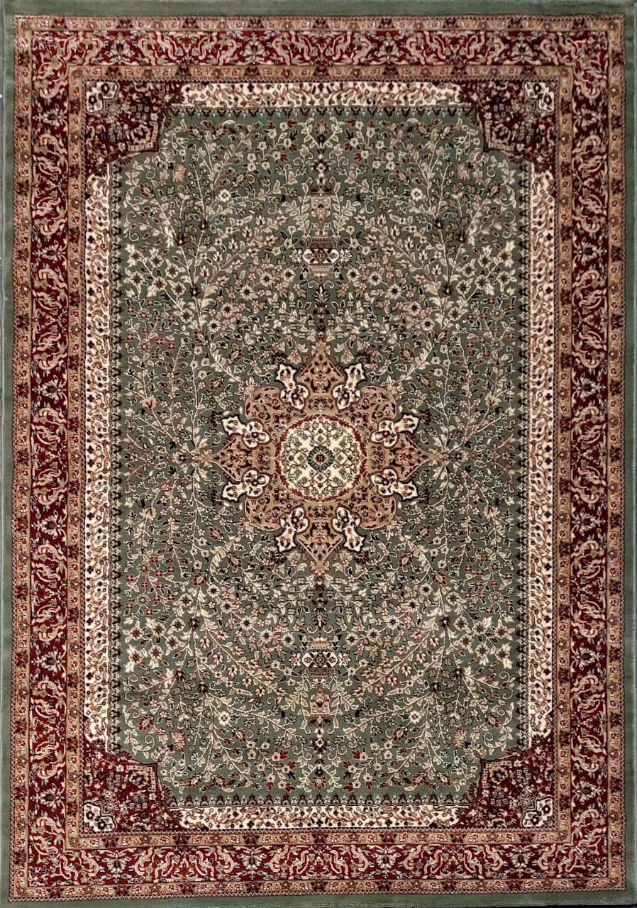 Green Persian Wool Traditional Anti Skid Heavy Carpet